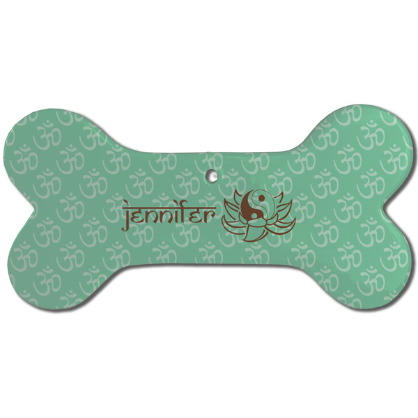 Om Ceramic Flat Ornament - Bone Front