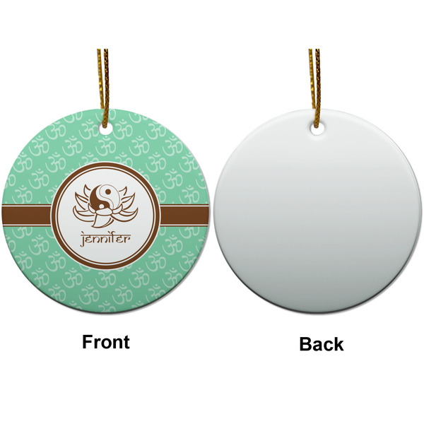Om Ceramic Flat Ornament - Circle Front & Back (APPROVAL)