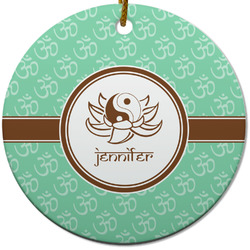 Om Round Ceramic Ornament w/ Name or Text
