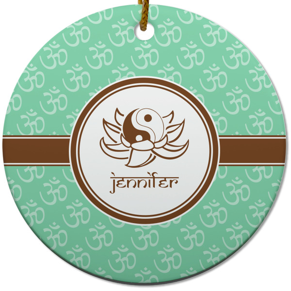 Om Ceramic Flat Ornament - Circle (Front)