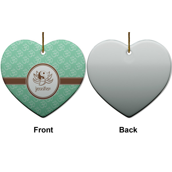 Om Ceramic Flat Ornament - Heart Front & Back (APPROVAL)