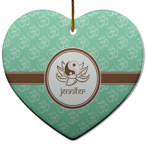 Om Ceramic Flat Ornament - Heart (Front)