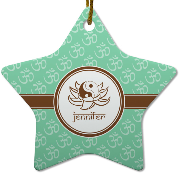 Om Ceramic Flat Ornament - Star (Front)