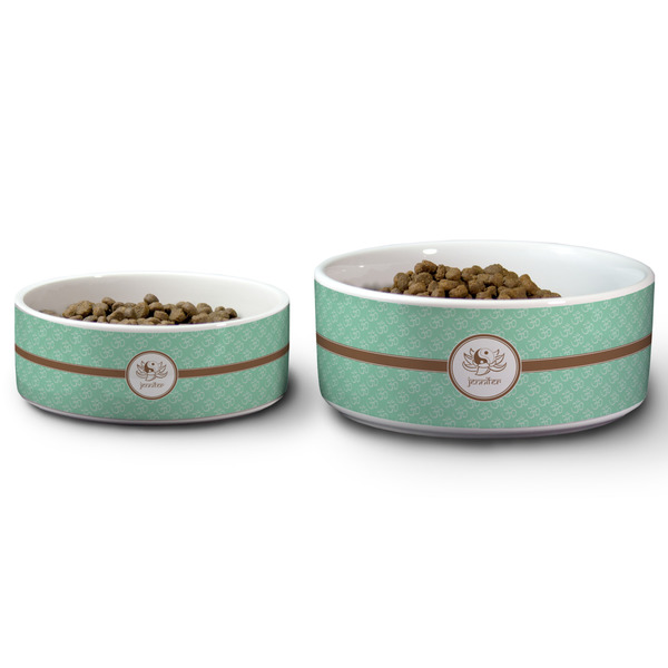 Om Ceramic Dog Bowls - Size Comparison