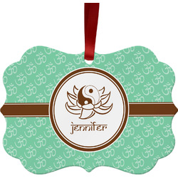 Om Metal Frame Ornament - Double Sided w/ Name or Text