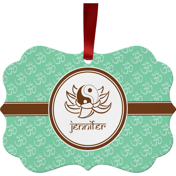 Custom Om Metal Frame Ornament - Double Sided w/ Name or Text