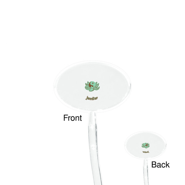 Om Clear Plastic 7" Stir Stick - Oval - Front & Back