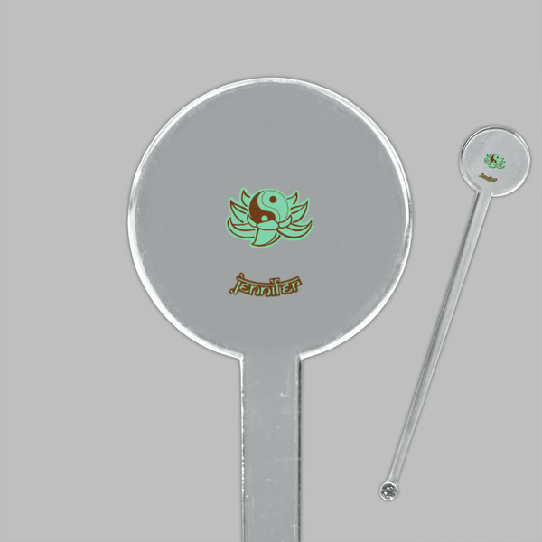Om Clear Plastic 7" Stir Stick - Round - Closeup