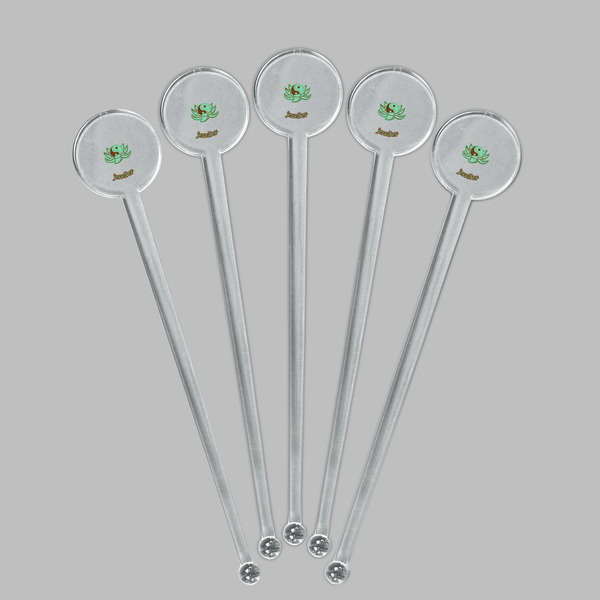 Om Clear Plastic 7" Stir Stick - Round - Fan View