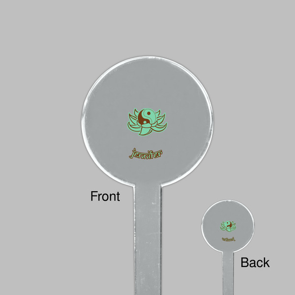 Om Clear Plastic 7" Stir Stick - Round - Front & Back