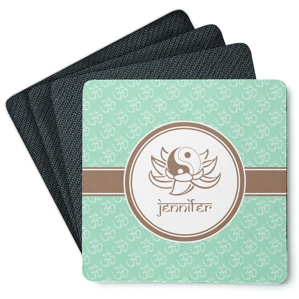 Custom Om Square Rubber Backed Coasters - Set of 4 (Personalized)