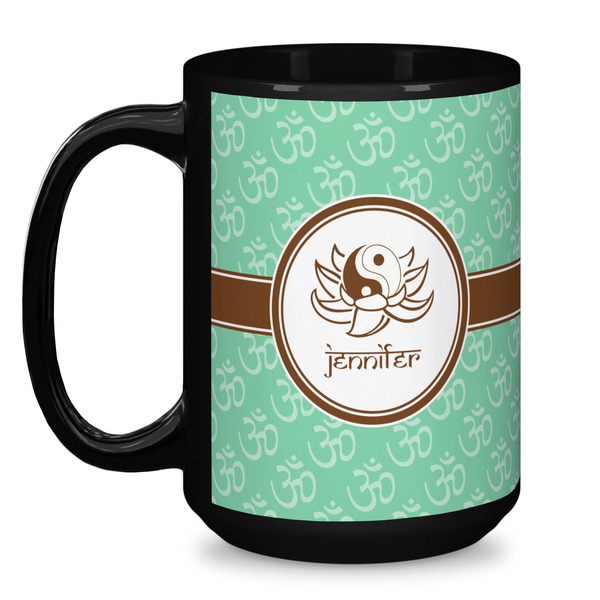 Om Coffee Mug - 15 oz - Black