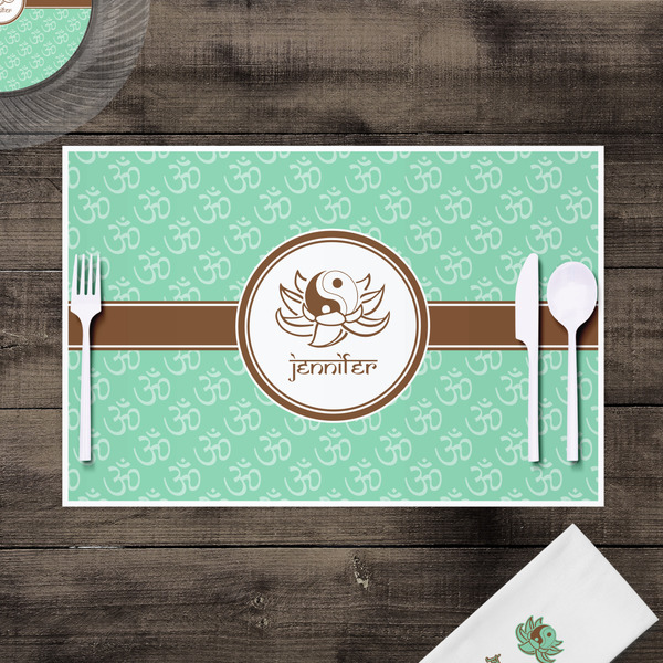 Om Disposable Paper Placemat - In Context