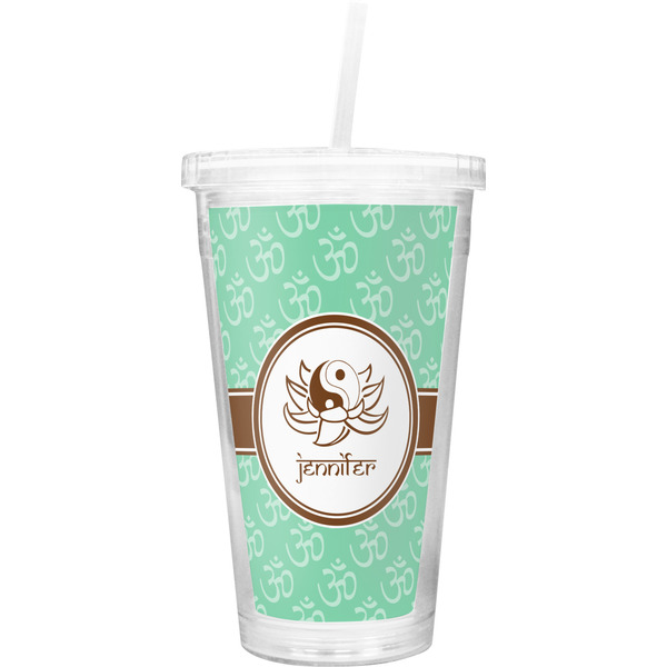 Custom Om Double Wall Tumbler with Straw (Personalized)