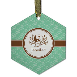 Om Flat Glass Ornament - Hexagon w/ Name or Text