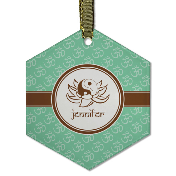 Custom Om Flat Glass Ornament - Hexagon w/ Name or Text