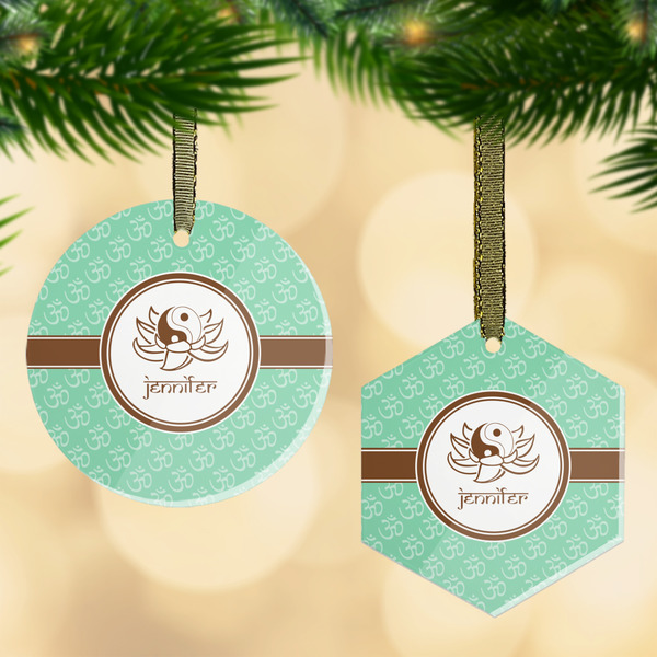 Custom Om Flat Glass Ornament w/ Name or Text