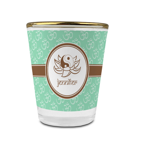 Om Glass Shot Glass - With gold rim - FRONT