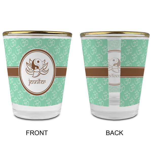 Om Glass Shot Glass - with gold rim - APPROVAL