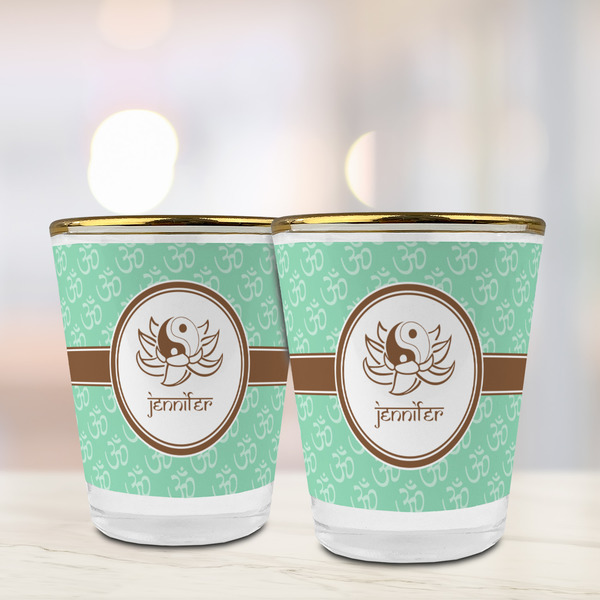 Om Glass Shot Glass - with gold rim - LIFESTYLE