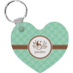 Om Heart Plastic Keychain w/ Name or Text