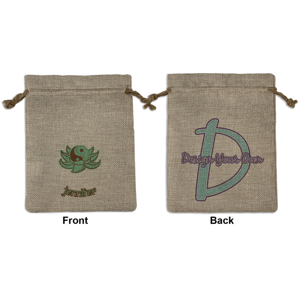 Custom Om Medium Burlap Gift Bag - Front & Back (Personalized)