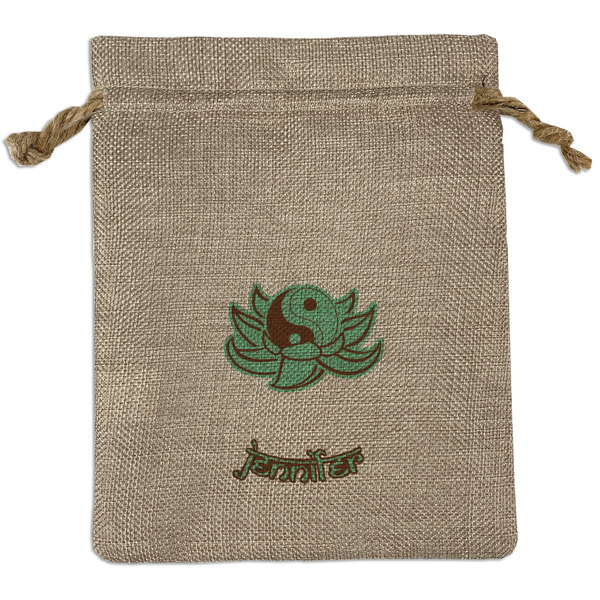 Custom Om Medium Burlap Gift Bag - Front (Personalized)