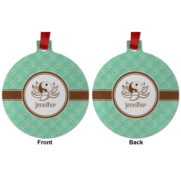 Om Metal Ball Ornament - Front and Back