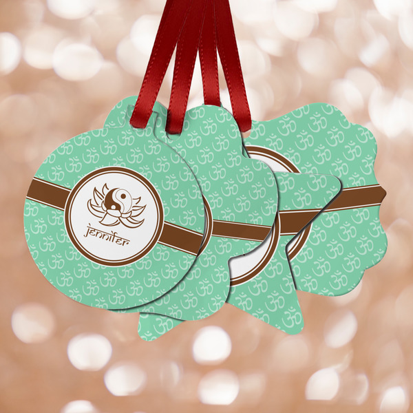 Custom Om Metal Ornaments - Double Sided w/ Name or Text