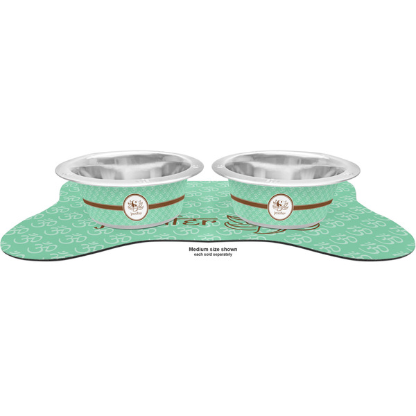 Om Metal Pet Bowls - On Dog Bone Shaped Mat