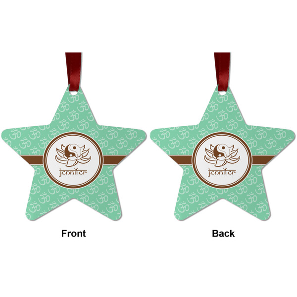Om Metal Star Ornament - Front and Back