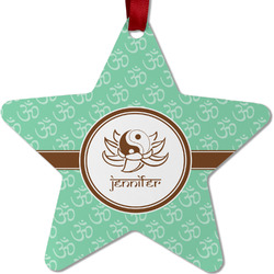 Om Metal Star Ornament - Double Sided w/ Name or Text