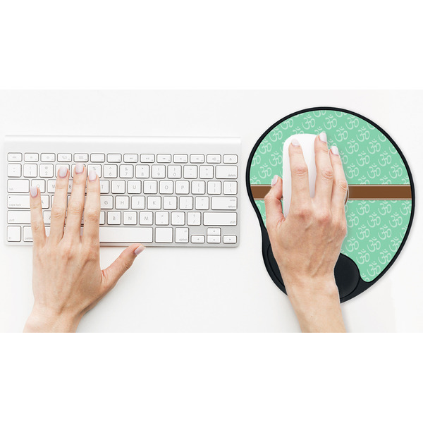 Om Mouse Pad with Wrist Rest - LIFESYTLE 2 (in use)