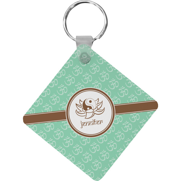 Custom Om Diamond Plastic Keychain w/ Name or Text