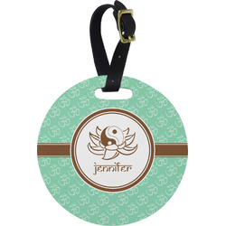 Om Plastic Luggage Tag - Round (Personalized)