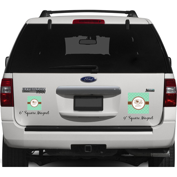 Om Personalized Square Car Magnets on Ford Explorer