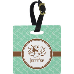 Om Plastic Luggage Tag - Square w/ Name or Text