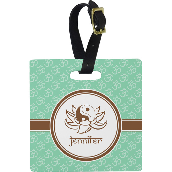 Custom Om Plastic Luggage Tag - Square w/ Name or Text