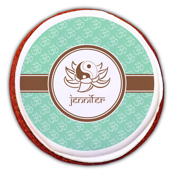 Om Printed Icing Circle - Large - On Cookie