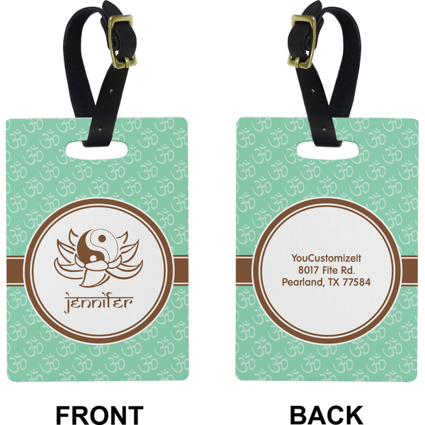 Om Rectangle Luggage Tag (Front + Back)