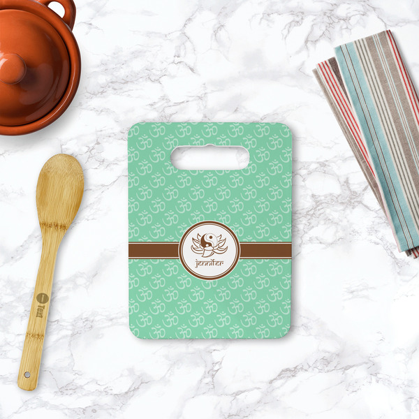 Om Rectangle Trivet with Handle - LIFESTYLE