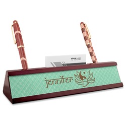 Om Red Mahogany Nameplate with Business Card Holder (Personalized)