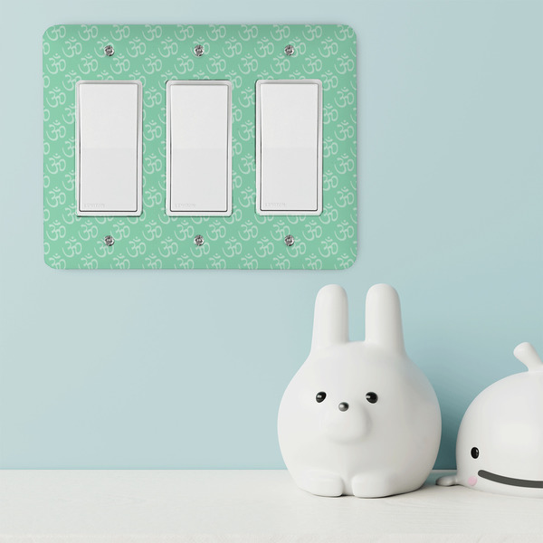 Om Rocker Light Switch Covers - Triple - IN CONTEXT