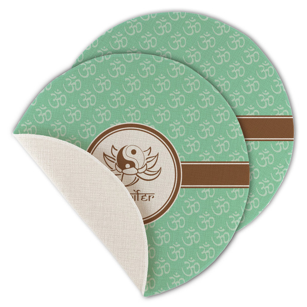 Om Round Linen Placemats - MAIN (Single Sided)