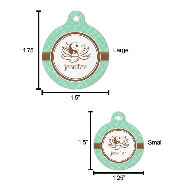 Om Round Pet ID Tag - Large - Comparison Scale