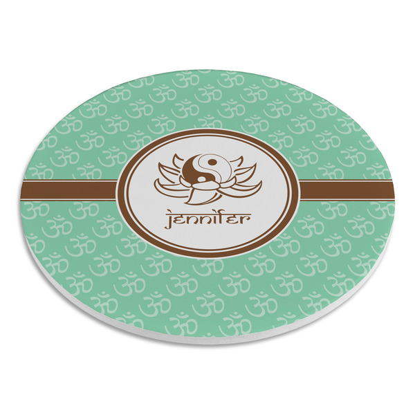 Om Round Stone Trivet - Angle View