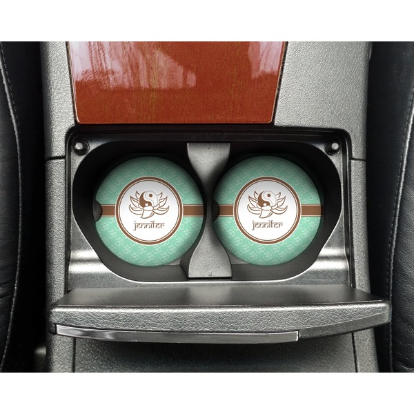 Om Sandstone Car Coaster - In Cup Holder