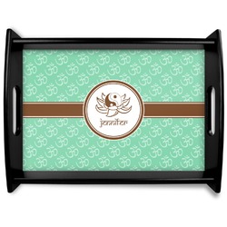 Om Black Wooden Tray - Large (Personalized)