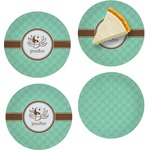 Om Set of 4 Glass Appetizer / Dessert Plate 8" (Personalized)