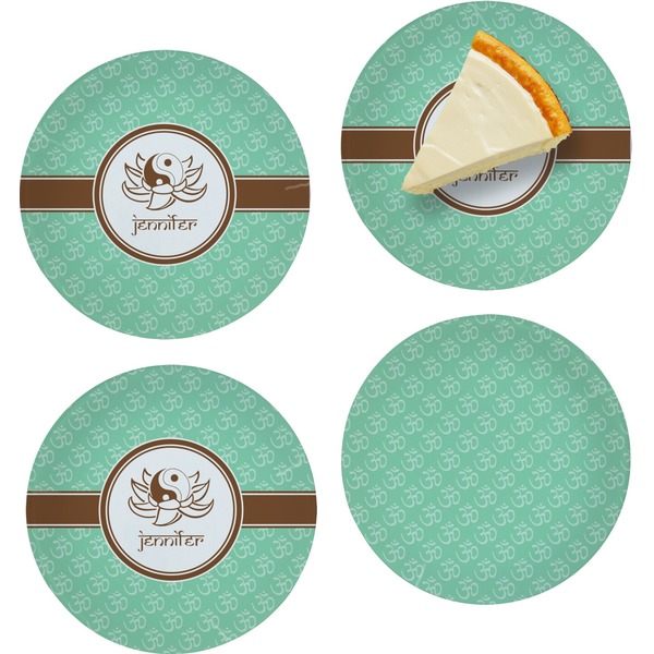 Custom Om Set of 4 Glass Appetizer / Dessert Plate 8" (Personalized)
